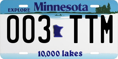 MN license plate 003TTM