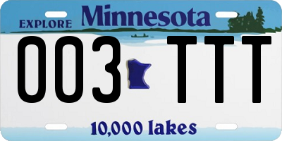 MN license plate 003TTT