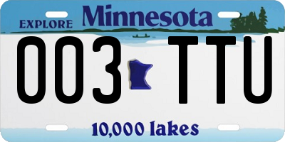 MN license plate 003TTU