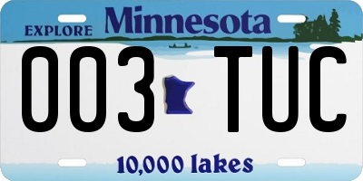 MN license plate 003TUC
