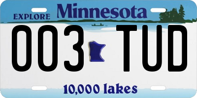 MN license plate 003TUD
