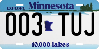 MN license plate 003TUJ