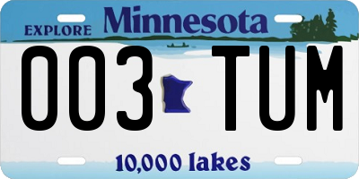 MN license plate 003TUM