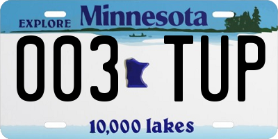 MN license plate 003TUP