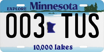 MN license plate 003TUS