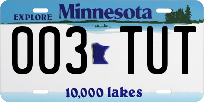 MN license plate 003TUT