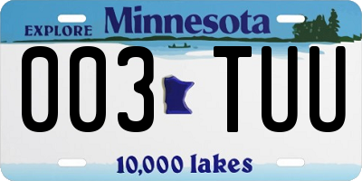 MN license plate 003TUU