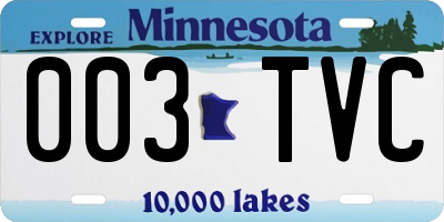 MN license plate 003TVC