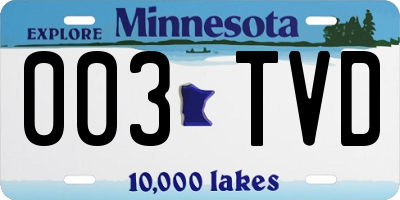 MN license plate 003TVD
