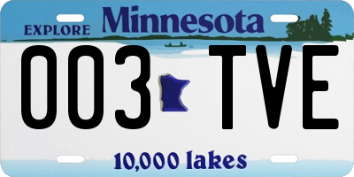 MN license plate 003TVE