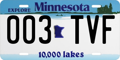 MN license plate 003TVF