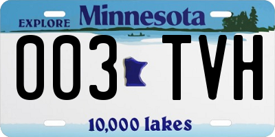 MN license plate 003TVH