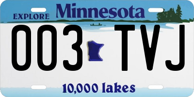 MN license plate 003TVJ