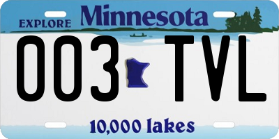 MN license plate 003TVL