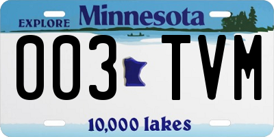 MN license plate 003TVM
