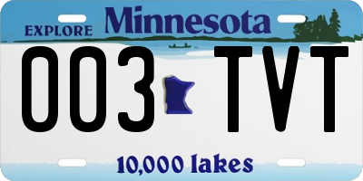 MN license plate 003TVT