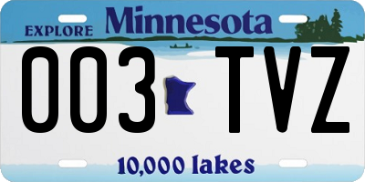 MN license plate 003TVZ
