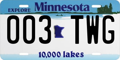 MN license plate 003TWG