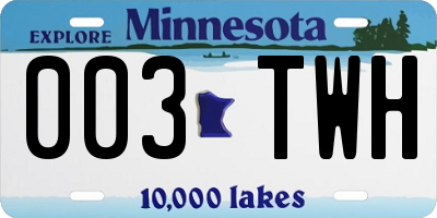 MN license plate 003TWH