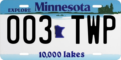 MN license plate 003TWP