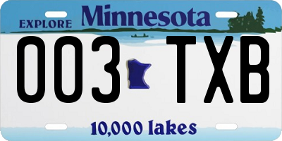 MN license plate 003TXB