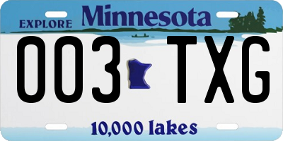 MN license plate 003TXG