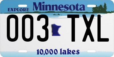 MN license plate 003TXL