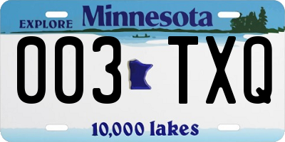 MN license plate 003TXQ