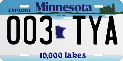MN license plate 003TYA