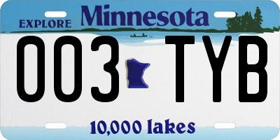 MN license plate 003TYB