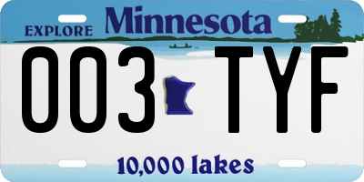 MN license plate 003TYF