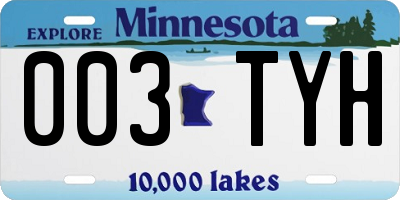 MN license plate 003TYH