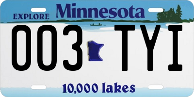 MN license plate 003TYI