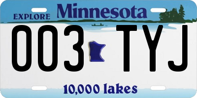 MN license plate 003TYJ