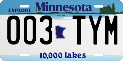MN license plate 003TYM
