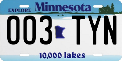 MN license plate 003TYN