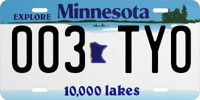 MN license plate 003TYO