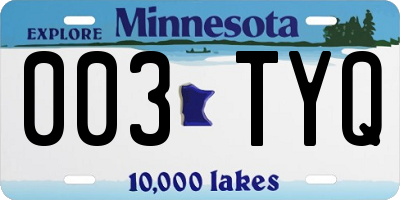MN license plate 003TYQ