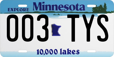 MN license plate 003TYS