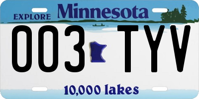MN license plate 003TYV