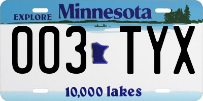 MN license plate 003TYX