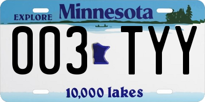 MN license plate 003TYY