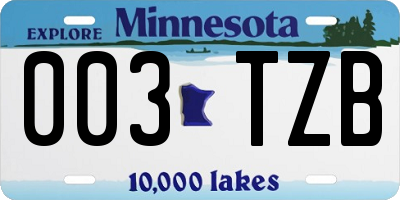 MN license plate 003TZB