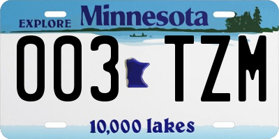 MN license plate 003TZM
