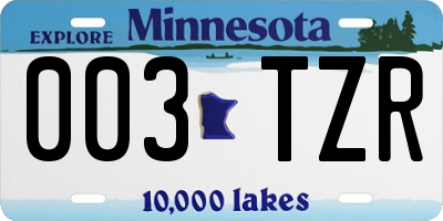 MN license plate 003TZR