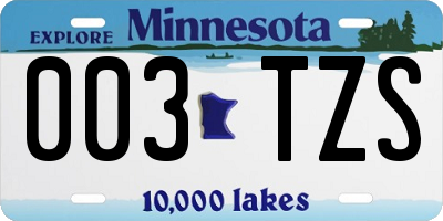 MN license plate 003TZS