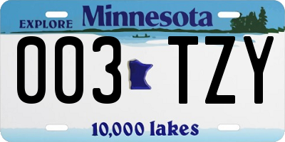 MN license plate 003TZY