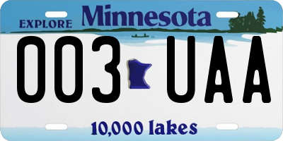 MN license plate 003UAA
