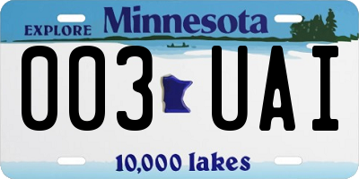 MN license plate 003UAI