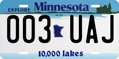 MN license plate 003UAJ